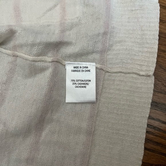 Theory Womens M Cream/Pink Striped Cotton Cashmere Open Front Cardigan Size P/TP - Picture 8 of 10